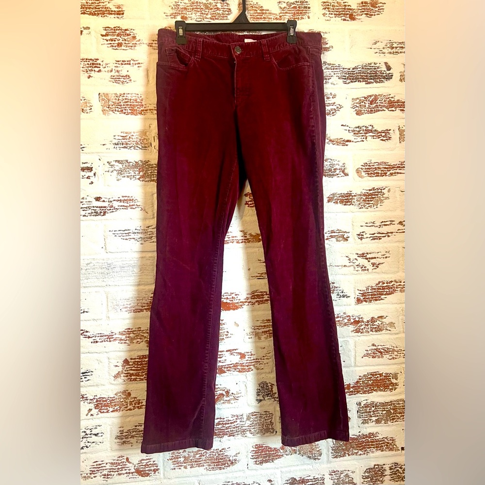 J. Crew Maroon Essential Straight Leg Corduroy/Velvet Pants Size 30